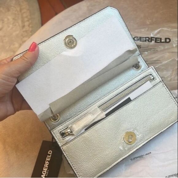 NEW! *Karl Lagerfeld Paris* Crossbody Lafayette Leather Mirror Hardware WOC - Picture 3 of 10
